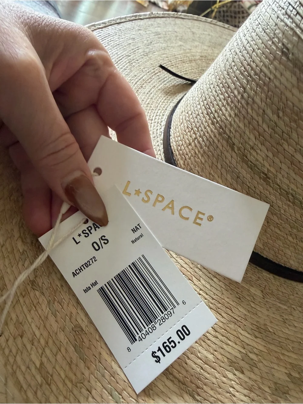 🔘l*space “Isla” Natural Straw Wide-Brim Hat with Dark Brown Bow - Picture 10 of 11